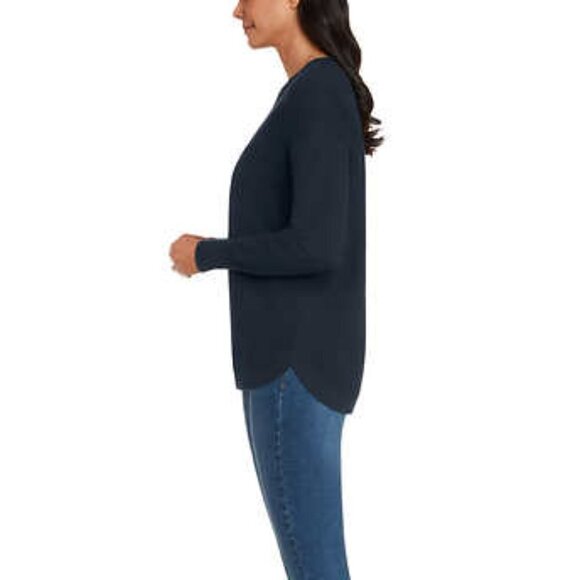 NWOT Matty M Honeycomb Crewneck Sweater | Navy - Picture 2 of 4